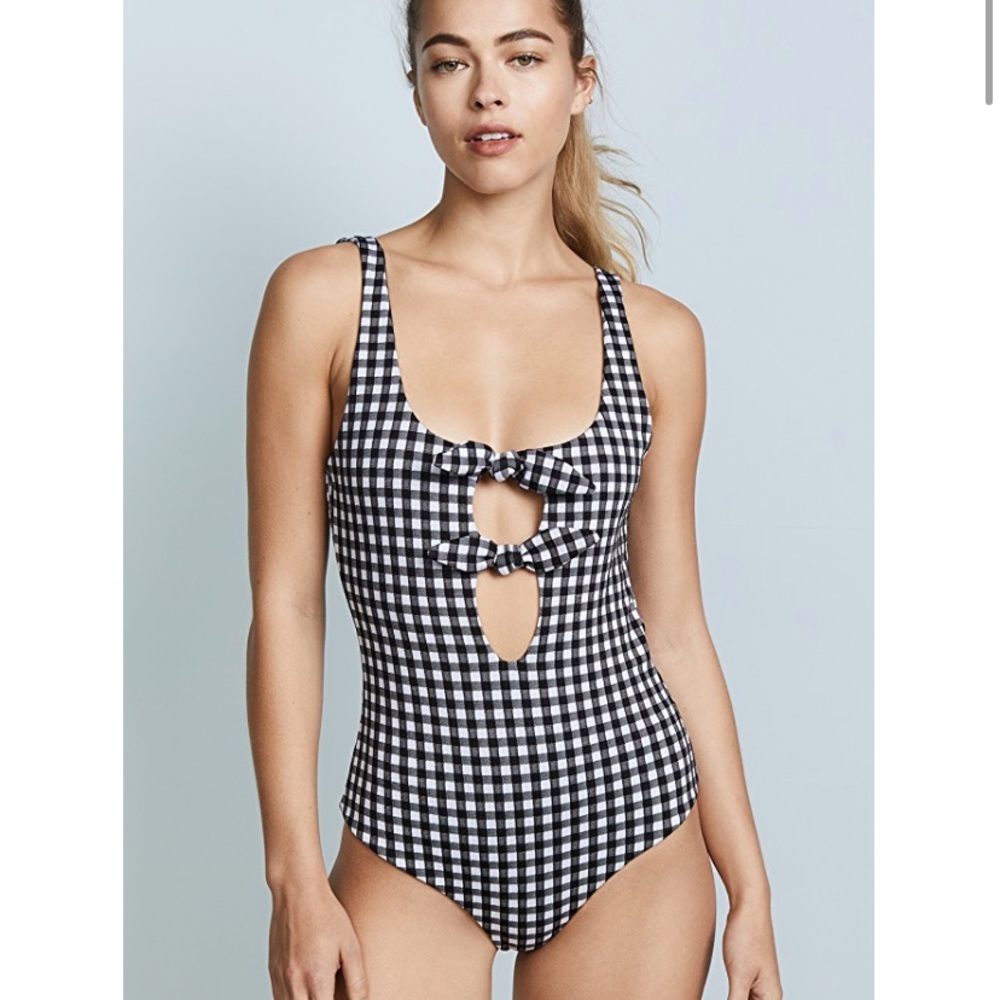 mara hoffman // maven gingham front tie swimsuit - Picture 2 of 7
